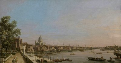 London och Themsen sett från terrassen på Somerset House mot Saint Paul