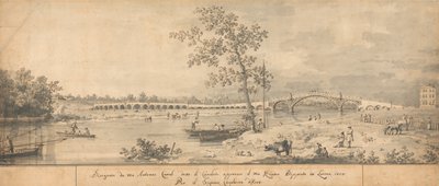 Old Walton Bridge sedd från Middlesex Shore av Canaletto
