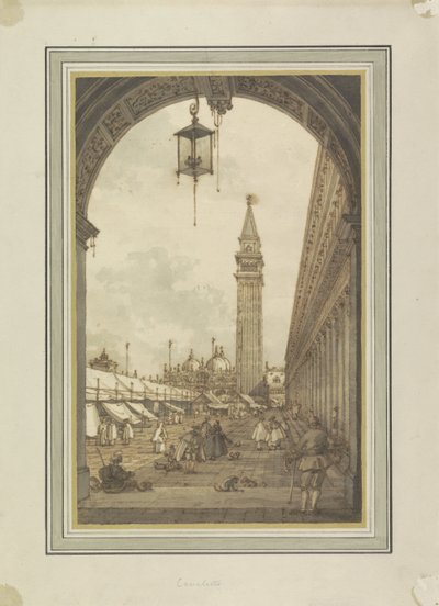 Piazza San Marco, Venedig, sett från sydväst Piazza San Marco träffade Campanile i San Marco te Venetië av Canaletto