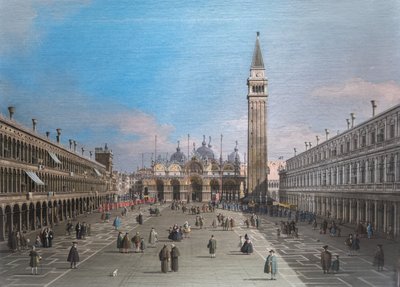 Piazza San Marco med basilikan, Venedig av Canaletto