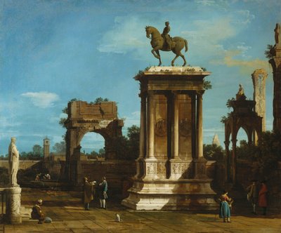 Colleoni-monumentet i en Caprice-miljö av Canaletto