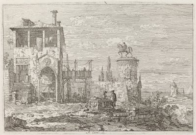 Ridsportmonumentet [uppe till höger], ca. 17351746. av Canaletto