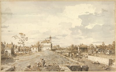 Porta Portello med Brentakanalen i Padua, 1740-1743 av Canaletto
