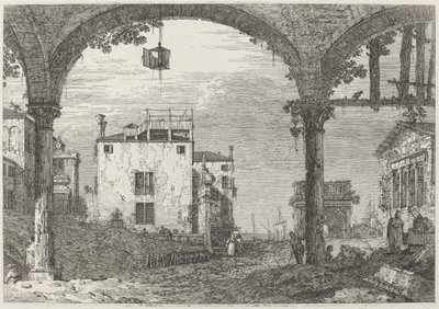 Portiken med lyktan, ca. 17351746. av Canaletto