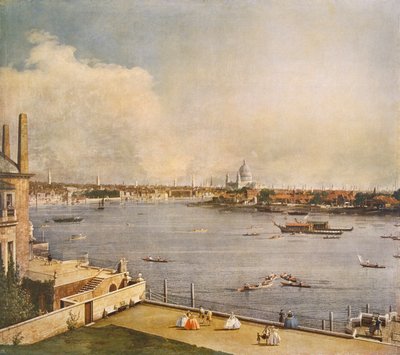 Themsen och London City från Richmond House, Whitehall, Westminster, c1747 av Canaletto