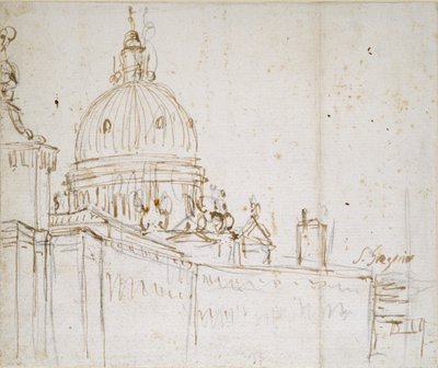 Venedig: Dogana di Mare och S. Maria della Salute, mitten av 1700-talet av Canaletto