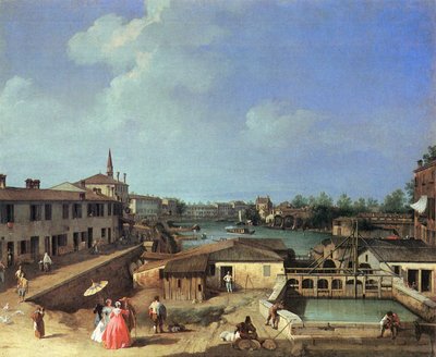 Utsikt över Dolo-kvarnarna vid Brenta av Canaletto