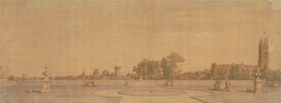 Warwick: Staden och slottet från Priory Gardens av Canaletto