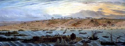 Embarmering av de argentinska trupperna på "Paso de los Libres" av Candido Lopez