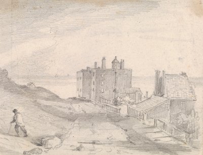 Skiss av en Cliffside Road och byggnader, Hastings av Capt. Thomas Hastings