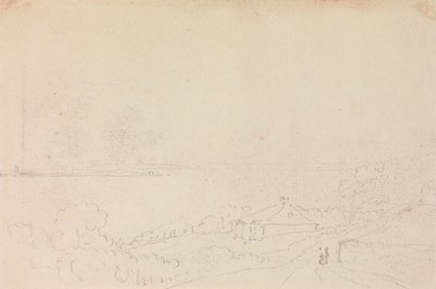 Skiss av en stuga nära stranden av Capt. Thomas Hastings