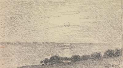 Skiss av en låg sol över havet, 20 augusti 1826 av Capt. Thomas Hastings
