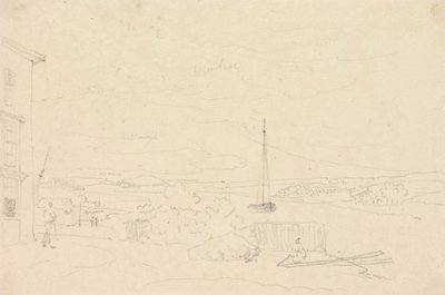 Skiss av ett flodlandskap, Isle of Wight av Capt. Thomas Hastings