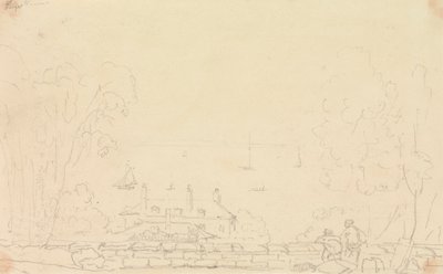 Skiss av ett godshus nära stranden, Isle of Wight av Capt. Thomas Hastings