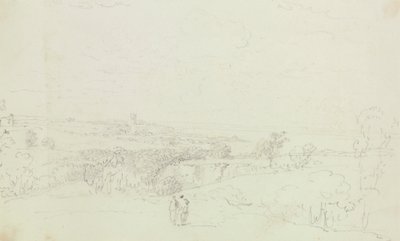 Skissat landskap med slott i fjärran av Capt. Thomas Hastings