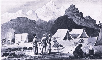 Camp in the Himalayas, från British Adventure publicerad av Collins av Captain E. P. Campbell