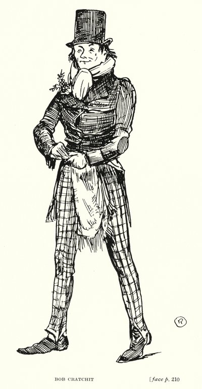 Dickens karaktär: Bob Cratchit (litho) av Captain Edward Henry Handley Read