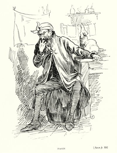 Dickens karaktär: Fagin (litho) av Captain Edward Henry Handley Read