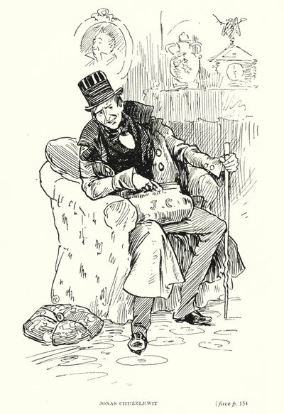 Dickens karaktär: Jonas Chuzzlewit (litho) av Captain Edward Henry Handley Read
