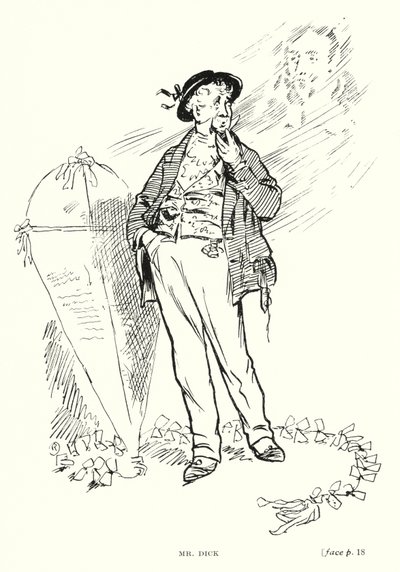 Dickens karaktär: Mr Dick (litho) av Captain Edward Henry Handley Read
