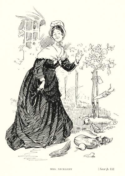 Dickens karaktär: Mrs Nickleby (litho) av Captain Edward Henry Handley Read