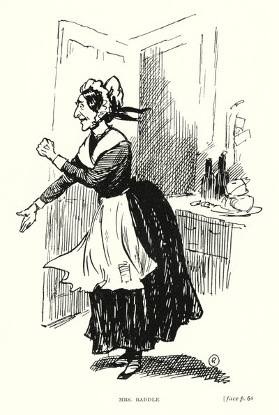 Dickens karaktär: Mrs Raddle (litho) av Captain Edward Henry Handley Read