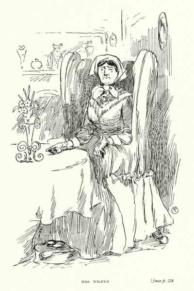 Dickens karaktär: Mrs Wilfer (litho) av Captain Edward Henry Handley Read