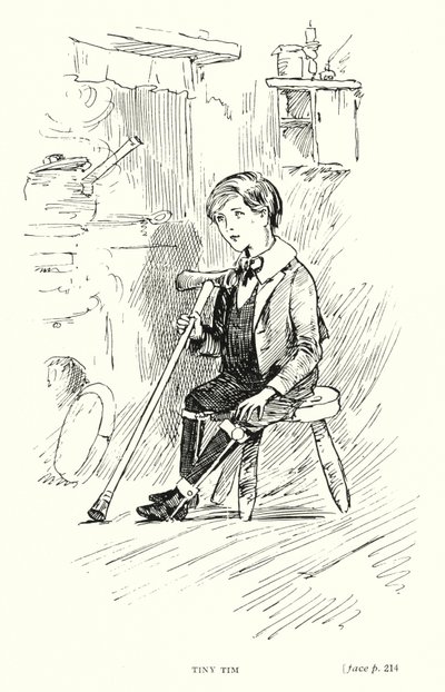 Dickens karaktär: Tiny Tim (litho) av Captain Edward Henry Handley Read