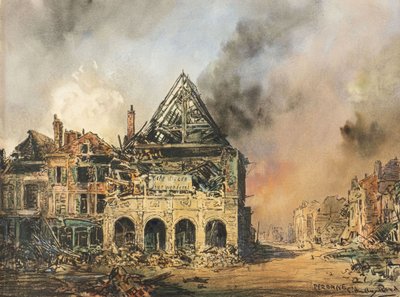 Peronne, ca 1914-18 (akvarell) av Captain Edward Henry Handley-Read