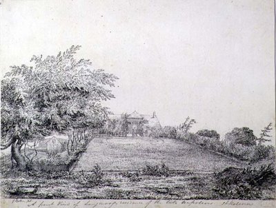 En frontvy av Napoleon I:s Longwood-residens på sen eftermiddag, St. Helena av Captain G. Rotton