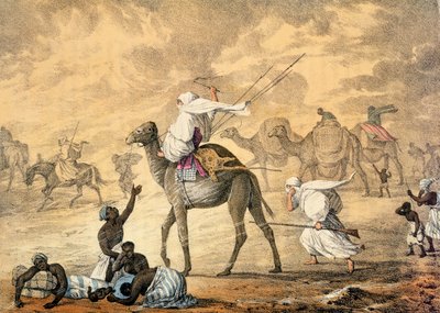 En sandvind i öknen, ur "Narrative of Travels in Northern Africa in the Years 1818-19 and 1820", graverad av Denis Dighton (1792-1827) publicerad 1821 (färglitografi) av Captain George Francis (after) Lyon