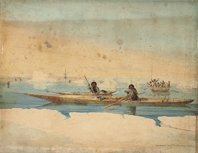 Kanoter från Savage Isles, Hudsons sund av Captain George Francis Lyon