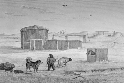 Eskimaux hus, byggt av is, Igloolik, 1822, från "Journal of a Second Voyage for the Discovery of a North West Passage from the Atlantic to the Pacific performed in the Years 1821-22-23", av William av Captain George Francis Lyon