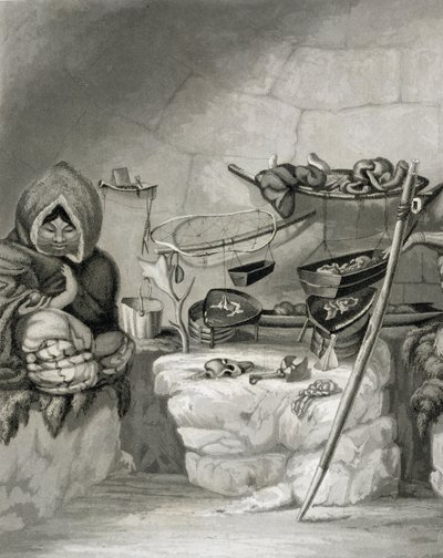 Interiör i en eskimåernas snöhytt, Winter Island 1822, graverad av Edward Francis Finden (1791-1857), publicerad av John Murray, 1824. av Captain George Francis Lyon