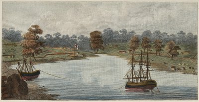 Sydney Cove, 1788 (handfärgad kopparstick) av Captain John Hunter