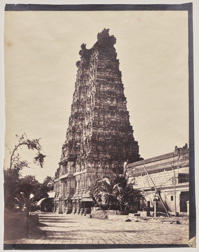 Western Gateway (Gopuram) till Meenakshi Sundareshwar-templet, Madurai av Captain Linnaeus Tripe