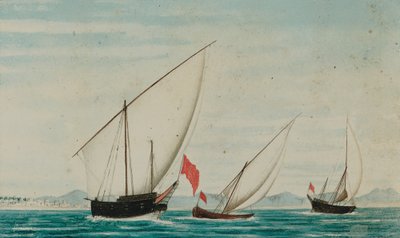 Utsikt över Dhows utanför Ajman av Captain William Igglesden