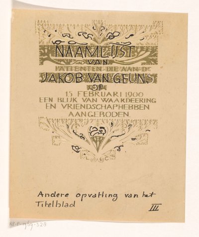 Huldeblijk an Jacob van Geuns av Carel Adolph Lion Cachet