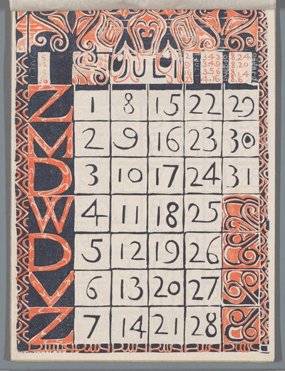 Kalenderblatt Juli 1900 av Carel Adolph Lion Cachet
