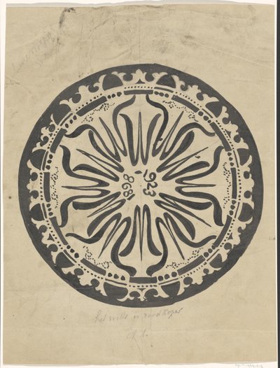 Design för en tallrik med anledning av drottning Wilhelminas silverjubileum av Carel Adolph Lion Cachet