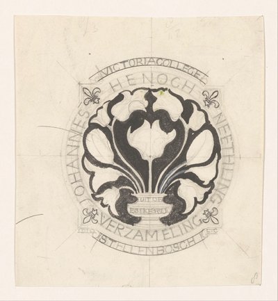 Design för ett ex-libris av Johannes Enoch Neethling av Carel Adolph Lion Cachet