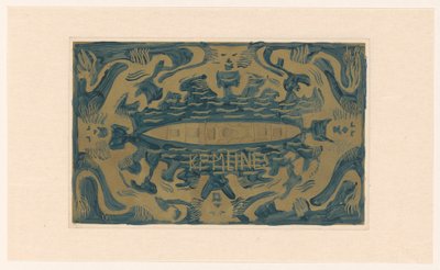 Design för vinjett av Koninklijke Paketvaart Maatschappij, K.P.M. rader av Carel Adolph Lion Cachet