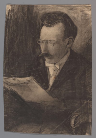 Porträtt av en man som läser av Carel Adolph Lion Cachet