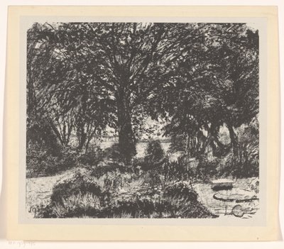 Trädgård med stort träd av Carel Adolph Lion Cachet