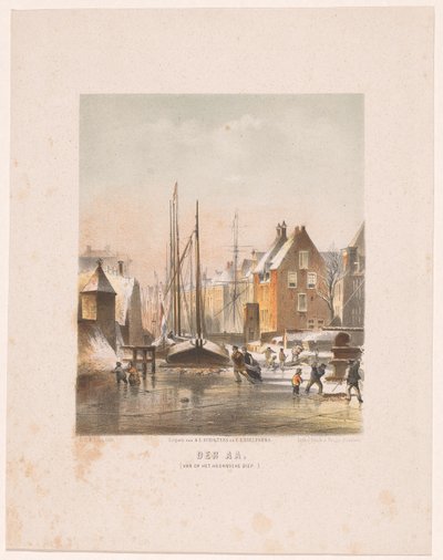 Frusen kanal i Groningen Der Aa. (från Hoornsche Diep) (titel på objekt) av Carel Christiaan Antony Last