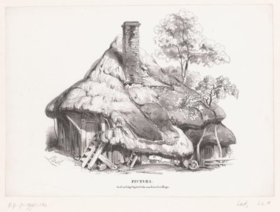 Gård med torvtak Pictura (serietitel på objekt) av Carel Christiaan Antony Last