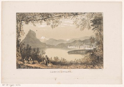 Utsikt över Luganosjön Lago di Lugano (titel på objekt) av Carel Christiaan Antony Last