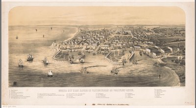 hamnen i Odessa Odessa med sina hamnar och befästningar sett från fågelperspektiv (titel på objekt) av Carel Christiaan Antony Last