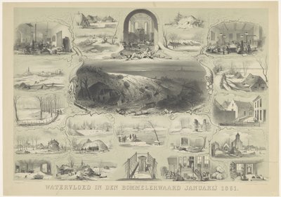 Översvämning i den Bommelerwaard januari 1861 (titel på objekt) av Carel Christiaan Antony Last