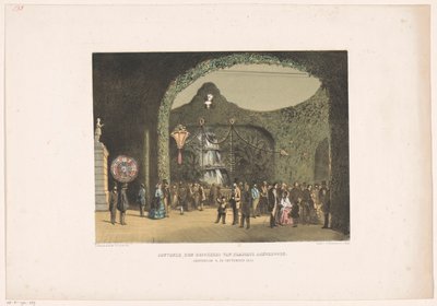 Hall i Frascati i Amsterdam 1855 Souvenir presenteras för besökare på Frascati. Amsterdam 9-24 september 1855 (titel på objekt) av Carel Christiaan Antony Last